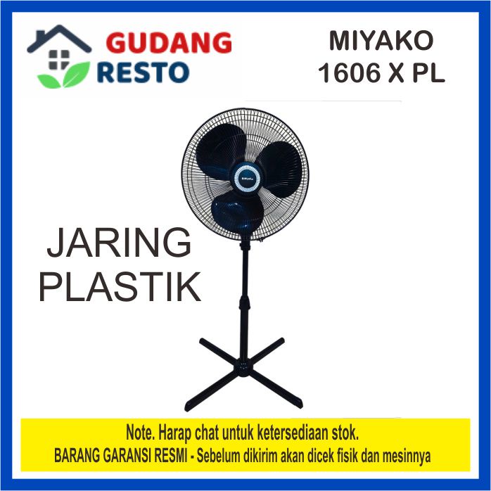 MIYAKO KAS 1606 X PL KIPAS ANGIN / BERDIRI STAND FAN KAS 1606X PL KAS1606 XPL KAKI SILANG WARNA HITAM / BLACK