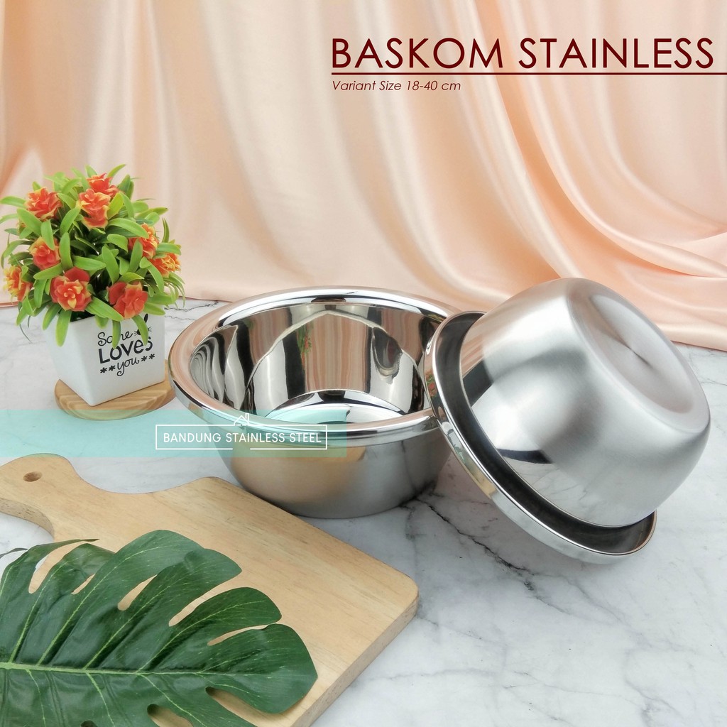 Baskom 30cm tinggi tebal Multi fungsi stainless steel murah wadah