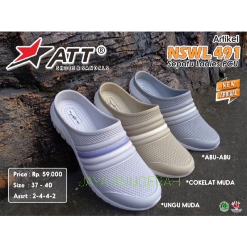 SANDAL SEPATU WANITA MERK ATT NSWL 491 DENGAN BAHAN KARET HALUS RINGAN DAN KUAT