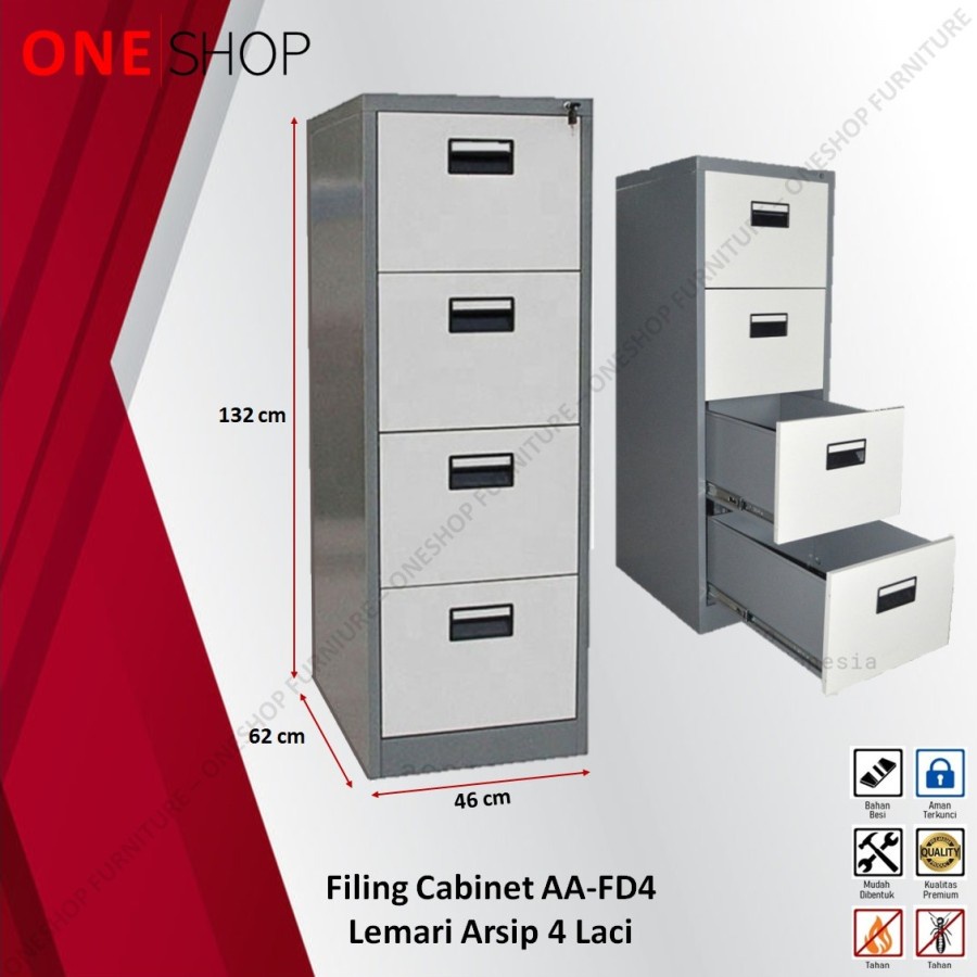 Jual Filing Cabinet 4 Laci Lemari Arsip Kabinet Lemari Besi Kantor ...