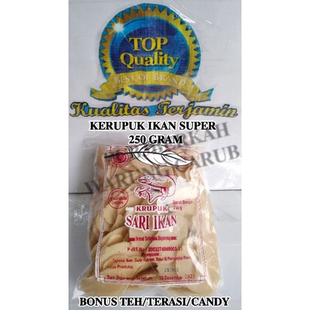

KERUPUK IKAN ISTIMEWA 250 GR BONUS TEH/TERASI/CANDY
