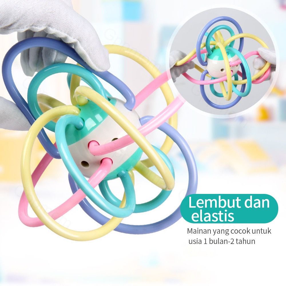 Mainan Bayi Manhattan Bola / Rattle teether bayi karet lembut / Mainan Gigitan Teether Bayi / Mainan Bayi Bola Manhattan Silikon / Taather Bayi Lembut BPA FREE (BIC)