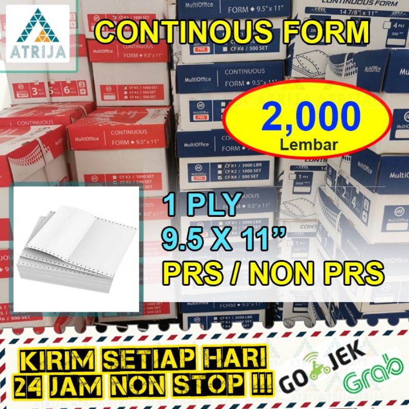 

Continuous Form 9.5 x 11 - 1 Ply. Kertas Komputer Kertas Rangkap 1