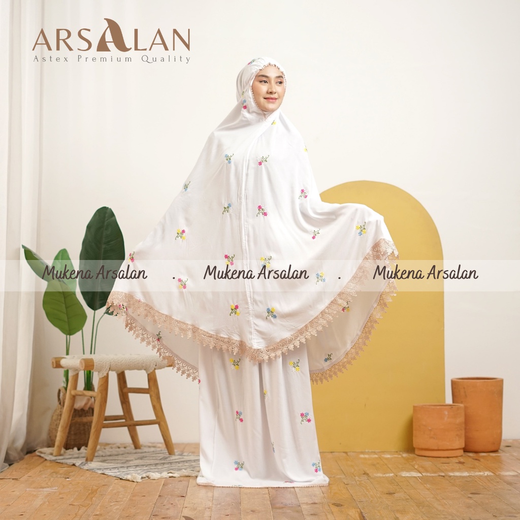 Mukena Couple Yasmin Bordir Melati Rayon Premium Dewasa anak Tanggung | Mukena Arsalan