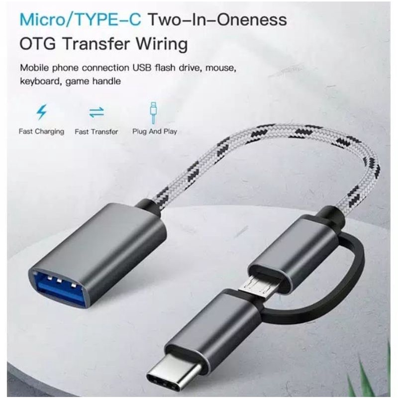 OTG 2 IN 1 Micro USB Dan Type C / Kabel OTG Fast Transfer Data Disk Mouse