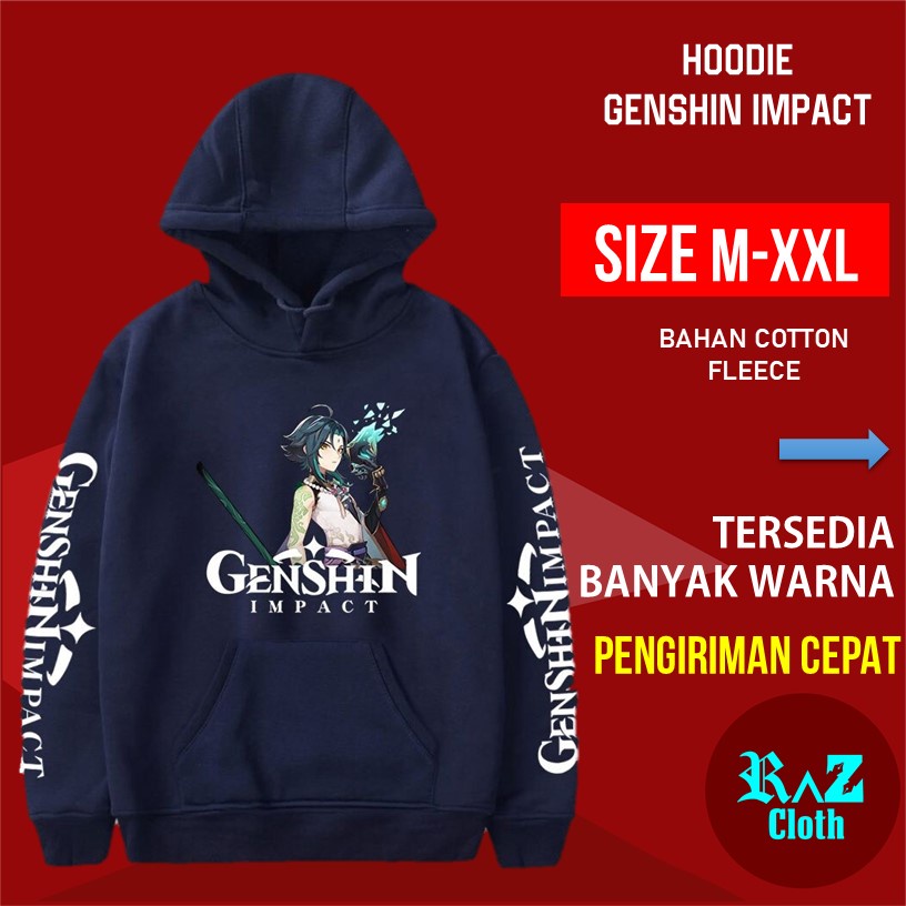 Hoddy Pria Xiao Kaeya Game Genshin Impact Jaket Hoodie PriaJaket Hoodie Pria