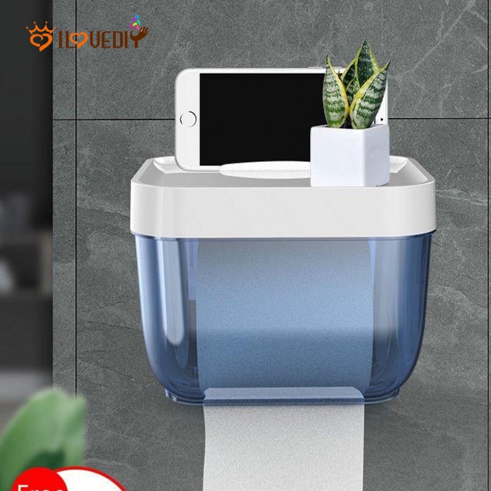 [Multifunctional Non-perforated Waterproof Tissue Storage Box / Multifunctional Toilet Paper Holder Can Hold Mobile Phones And Small Items]