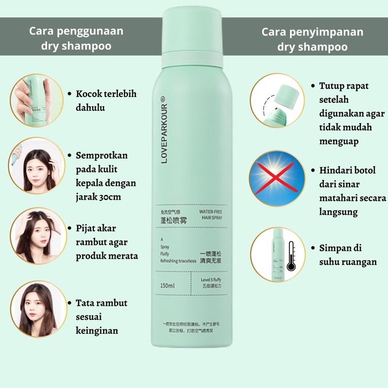 LOUVEPARKOUR Dry Shampoo viral Semprotan Rambut Kering Untuk Mengembangkan Rambut Minyak Rambut Kontrol Rambut Berminyak Vitamin Rambut