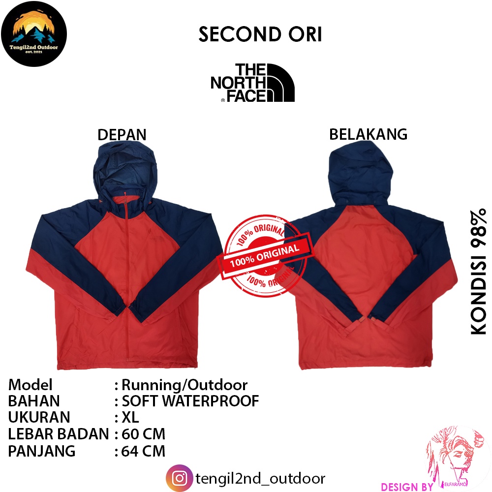 The North Face Jaket Hiking / Jaket Gunung / Hiking Jaket / Hiking Jacket Biru Merah - Second ORI Si