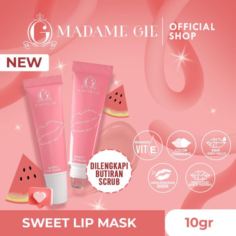 Madame gie Sweet Lip Mask|Masker Scrub Pencerah bibir Original