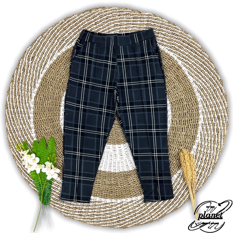 CELANA KOTAK KOTAK PANJANG WANITA BIG SIZE JUMBO TARTAN KEKINIAN MOTIF KOTAK TERBARU CELANA KAIN BAHAN MELAR STRETCH CELANA HARIAN BIG SIZE WANITA PINGGANG KARET