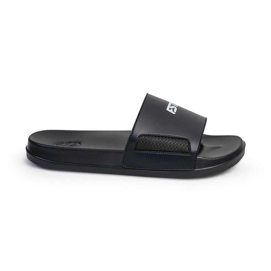 DAZZLE BLACK ORIGINAL x FOOTSTEP Sandal Casual Hitam Pria Sendal Slide Jalan Santai Harian Slippers Hangout Main Lebaran Slop Selop Karet Anti Slip Premium Slip On Remaja Dewasa Flip Flop Kerja Formal Sport Fashion Footwear Keren Terbaru Kekinian Branded