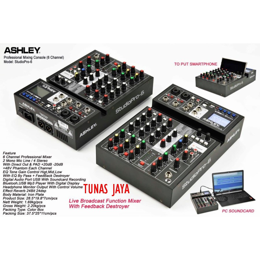 Mixer Audio Ashley STUDIO PRO6 StudioPro6 6 Channel Original