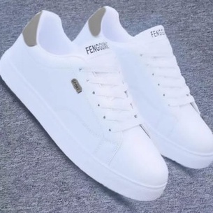 Sepatu pria casual sepatu putih pria sneakers putih HK-PUTIH ABU