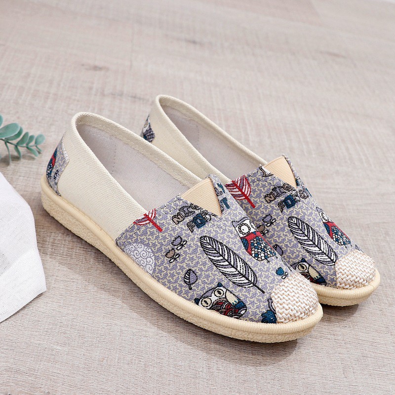 MOGYMOGY SHS007 Sepatu Flatshoes Bahan Katun Motif Pansus Shoes Woman Fashion Casual Korea Style  kode A-H