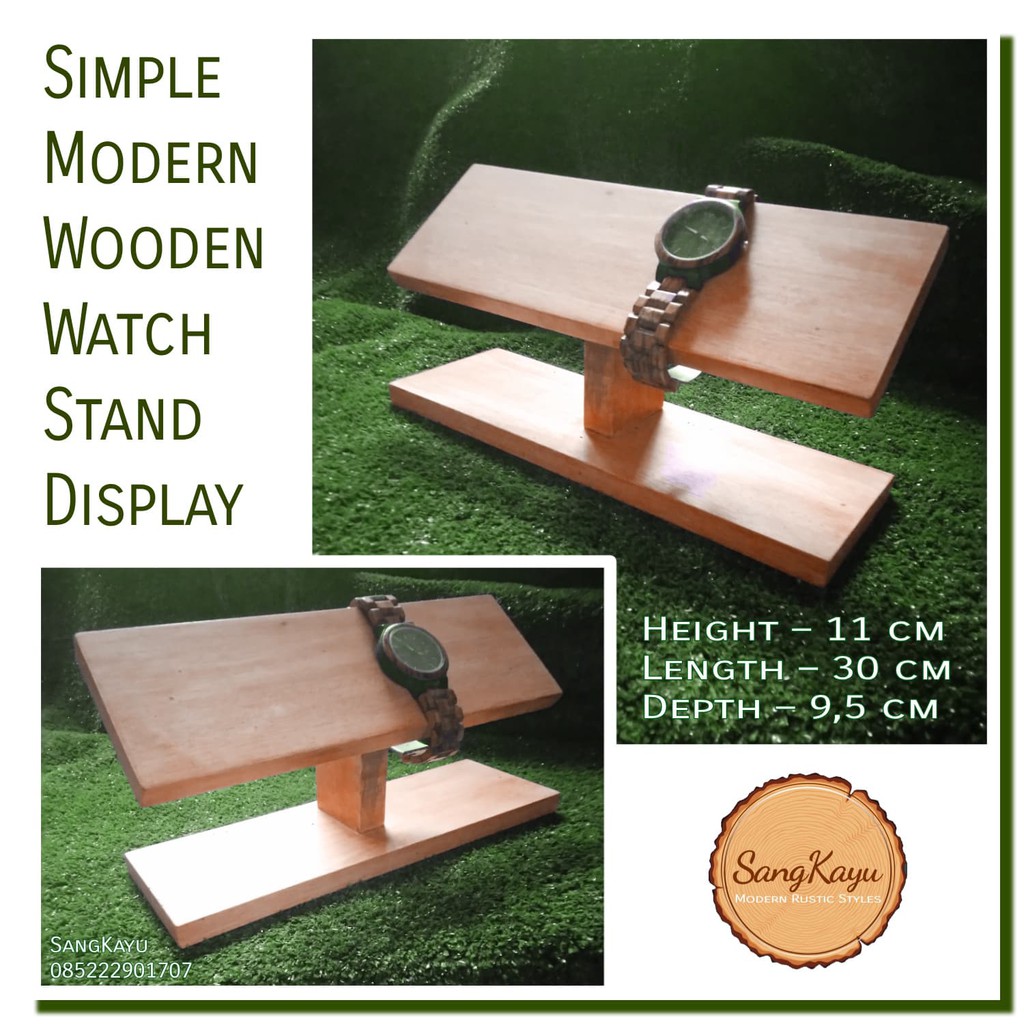 Display jam tangan kayu 30cm Wooden Watch Display watch organizer