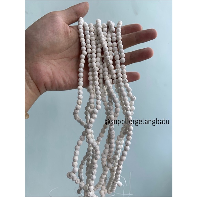 renceng white lava stone putih 6mm batu akik merapi larva atsiri akik