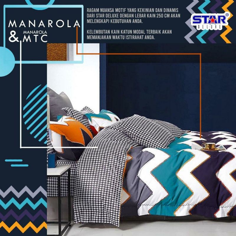 sprei Dan bedcover set katun lokal star motif MANAROLA
