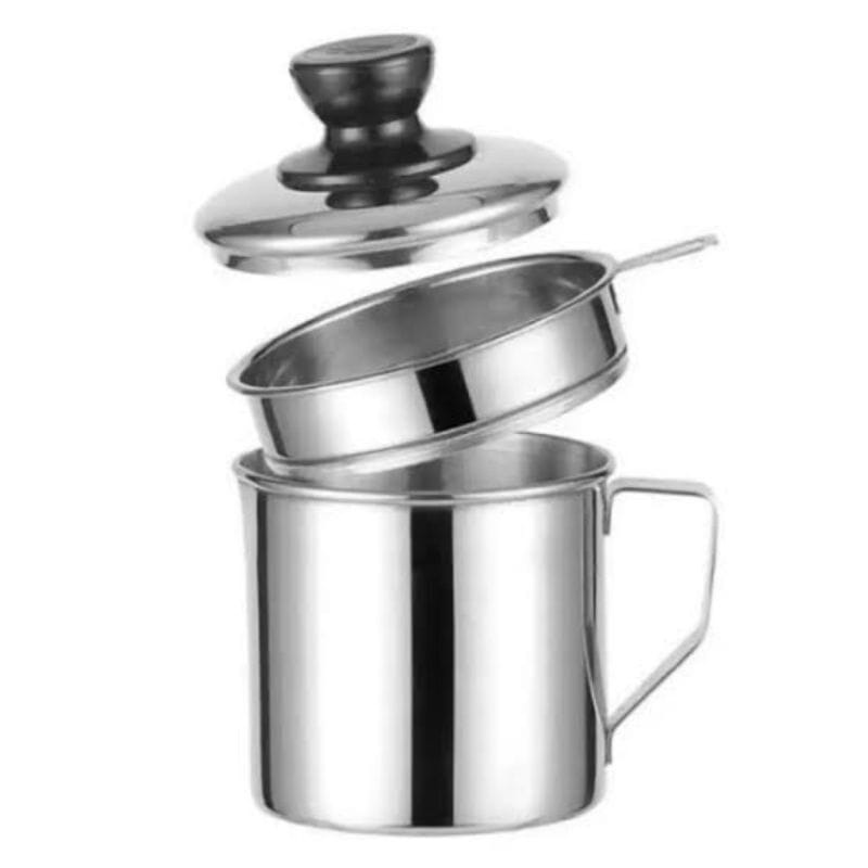 [OIL POT] MUG SARINGAN MINYAK WARNA STAINLESS STEEL