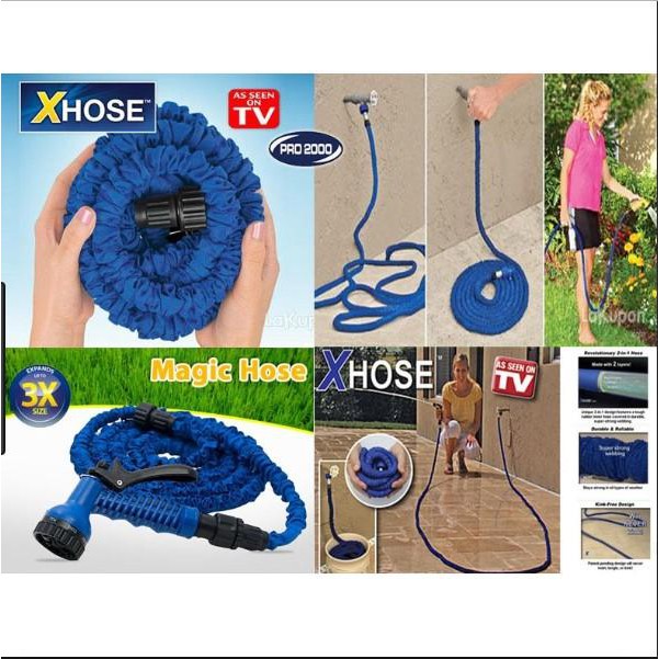 [15 Meter] Semprotan Selang Elastis Magic Hose - Biru 15 Meter