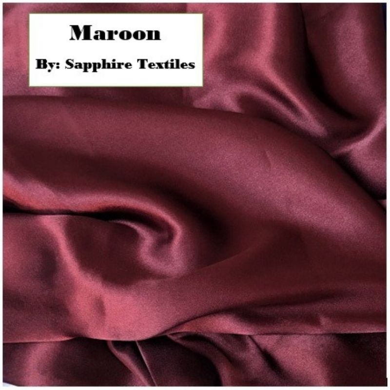 1Meter Kain Satin Silk Kilap Premium Jakarta Maxmara Lux (Jenis Bahan) Satin Bridesmaid Saten Silk Premium Kilap Bahan Satin Silk Charmuse Meteran Grosir Murah dan Bagus-Maroon