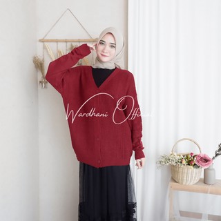  Baju  Rajut  Cardigan Wanita Falisha Warna  Maroon  All Size 