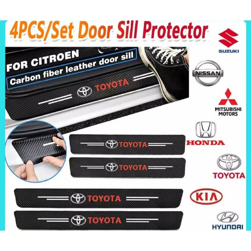 4PCS/Set Door Sill Protector/stiker pelindung Pijakan mobil