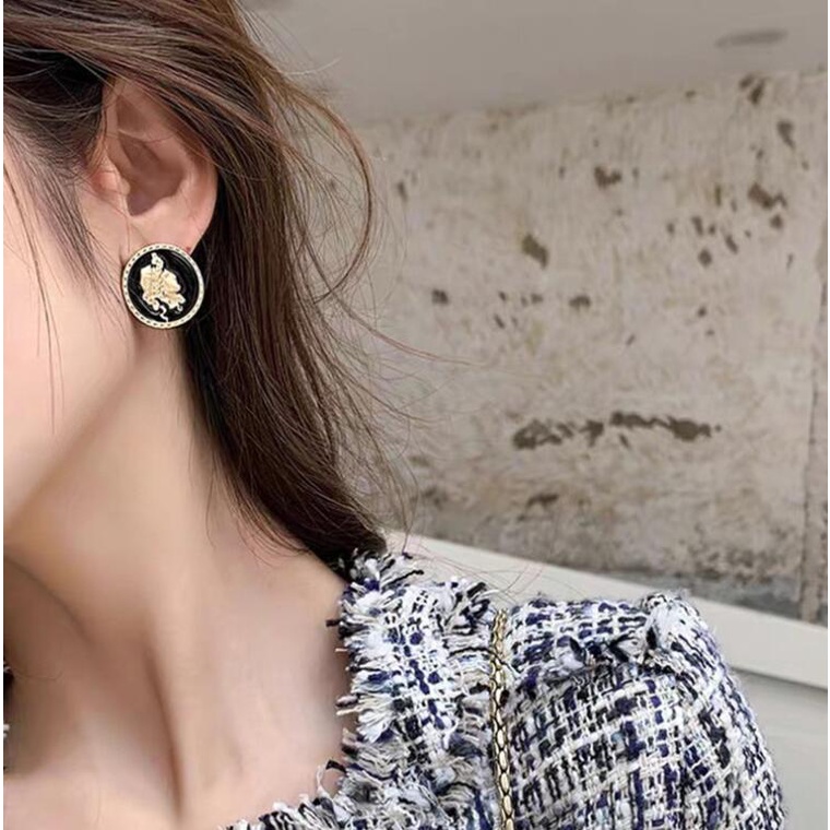 925 perak stud anting-anting wanita elegan desain aksesoris potret anting-anting koin anting-anting