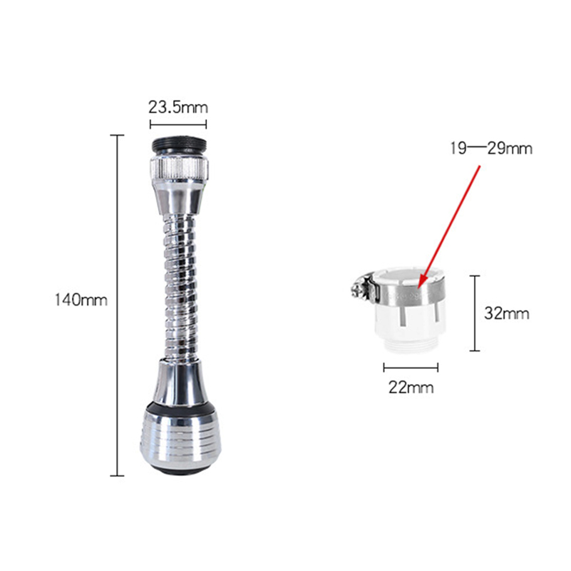 Nozzle Keran Air Portabel Dapat Berputar 360 Derajat Bahan Stainless Steel Untuk Dapur