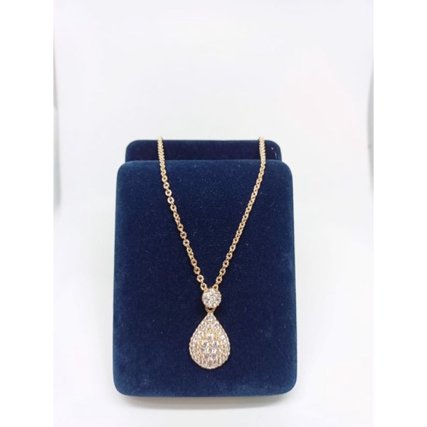 kalung nori ukir + liontin tears mp full / kalung perak asli silver925 lapis emas / kalung fashion