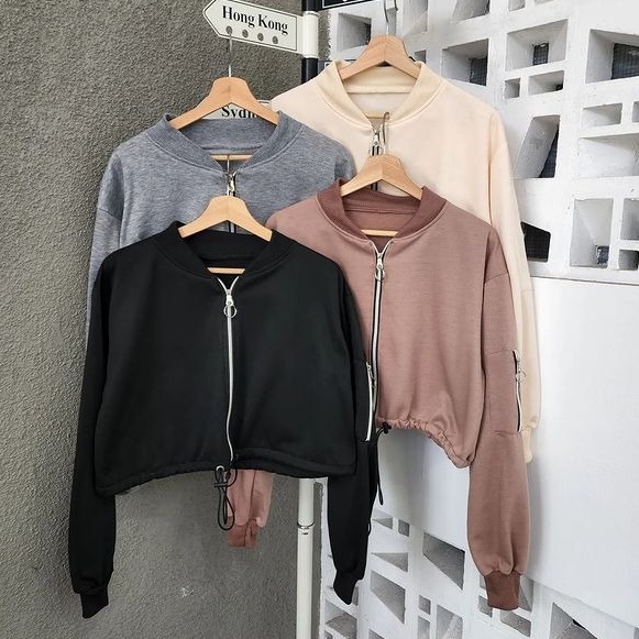 Milki Crop - Jaket Oversize Crop Wanita Kekinian