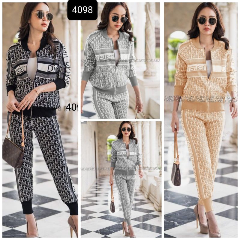 Setelan jaket C.Dior rajut/knit import premium wanita e4098