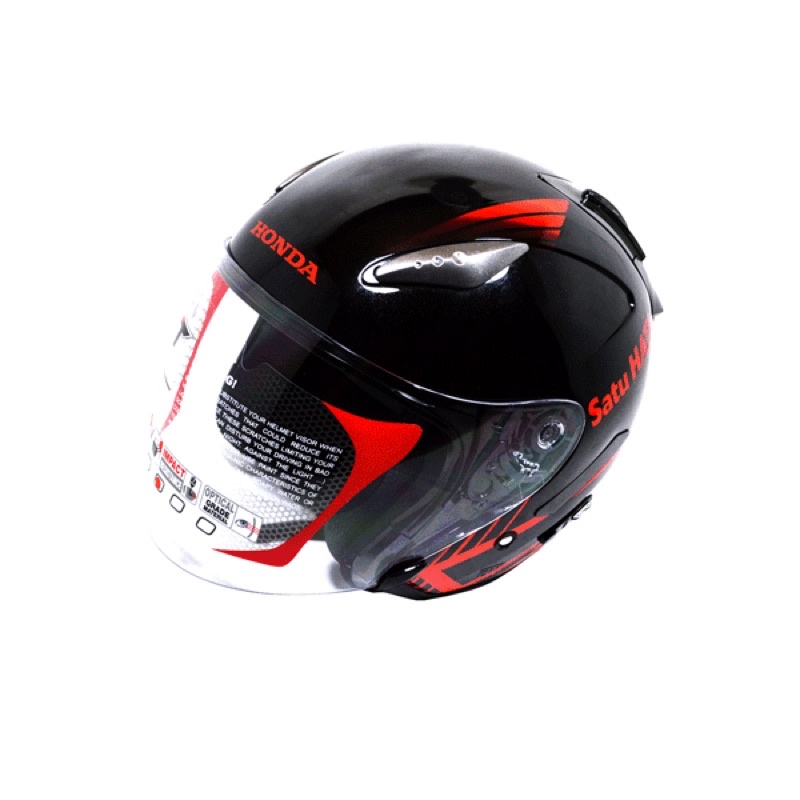 Helm Honda Half Face KYT Black Red