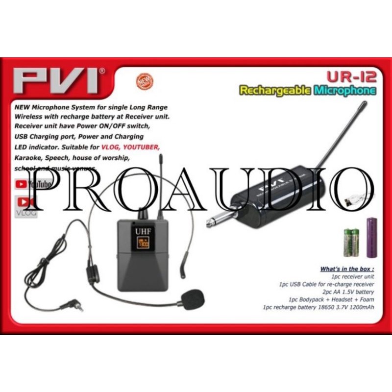 Mic Headset Imam Wireless PVI UR-12 PVI UR12 UR 12 Original