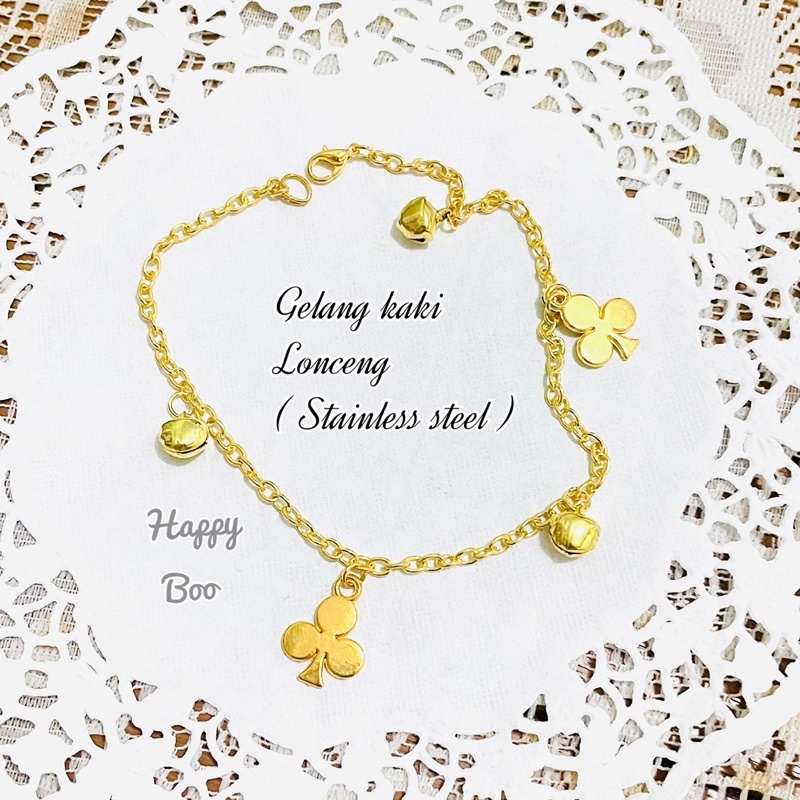 Gelang kaki lonceng stainless pita kaki sylver silver gold gelang kaki stainless steel lonceng