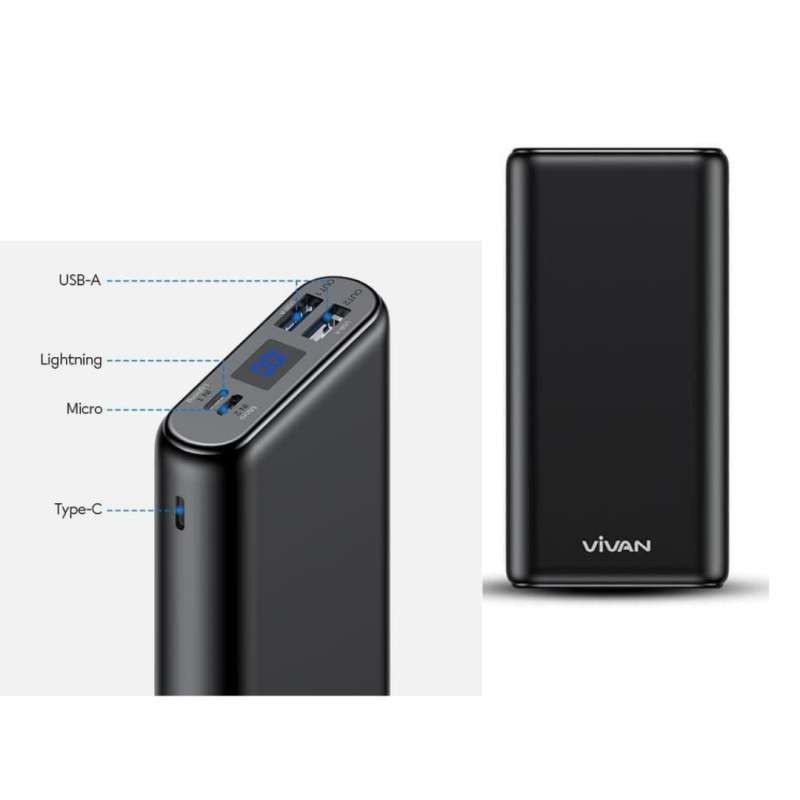 VIVAN Powerbank 20000mAh 3 Input & 3 Output Power bank VPB-H20S