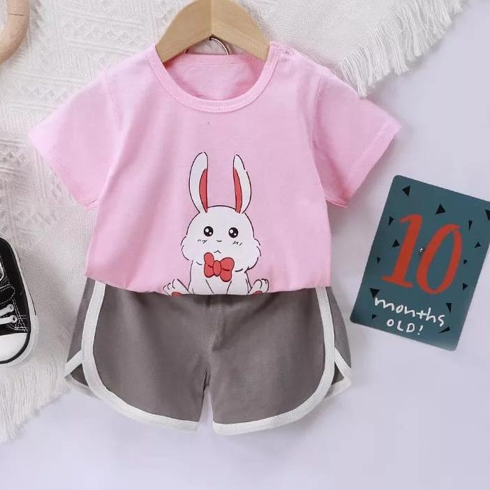 Setelan bayi perempuan baju bayi import bahan cotton baju bayi model set baju dan celana 이