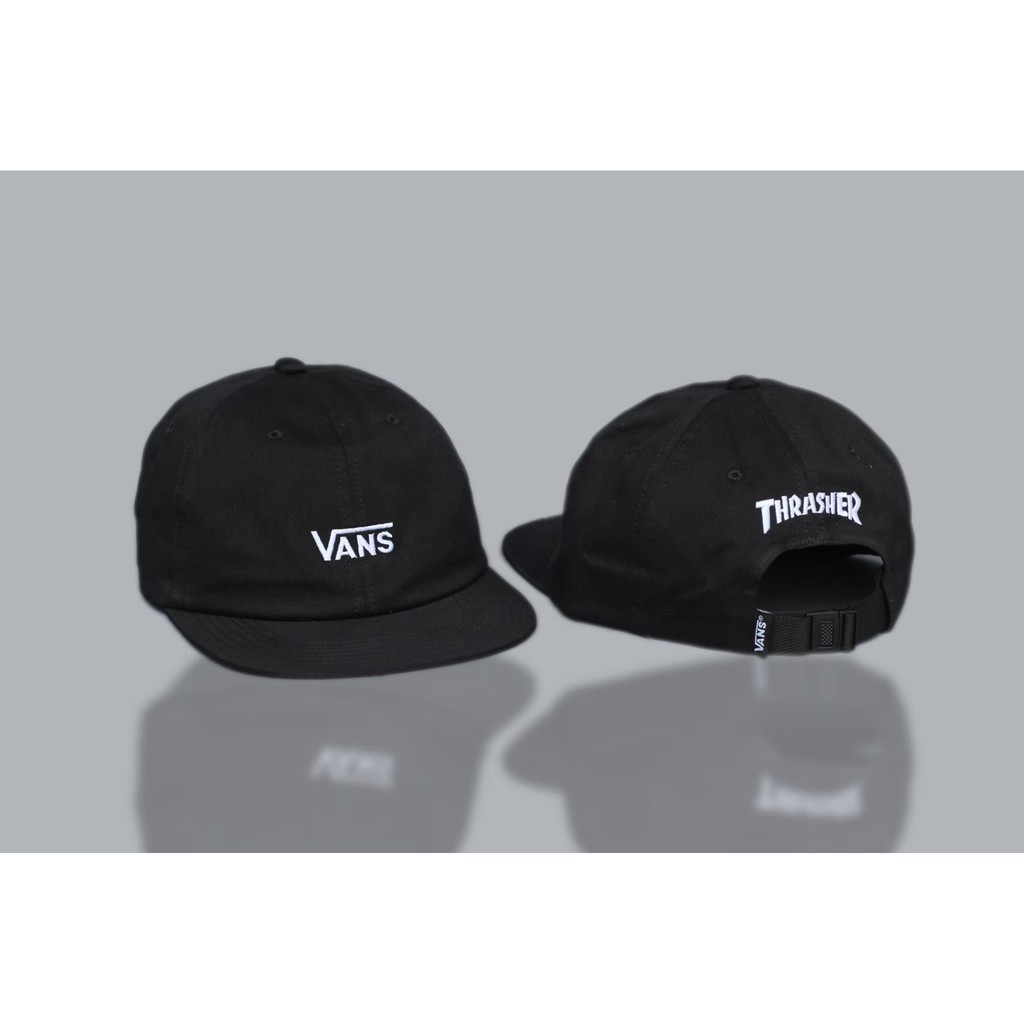 Topi 6 Panel Vans x Thrasher Cap Import Premium Quality Full Tag Topi Pria