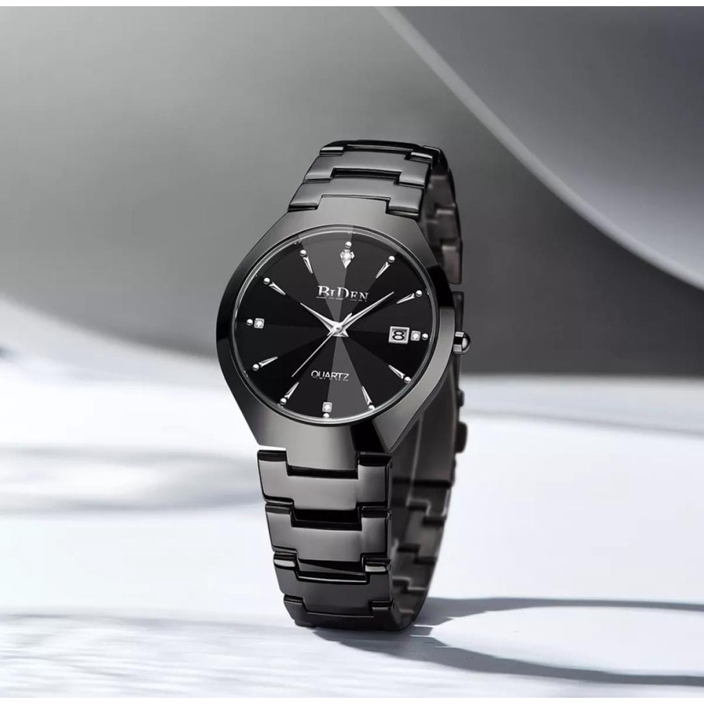 BIDEN YN0104.G - JAM TANGAN PRIA MEWAH ANALOG TANGGAL AKTIF STAINLESS