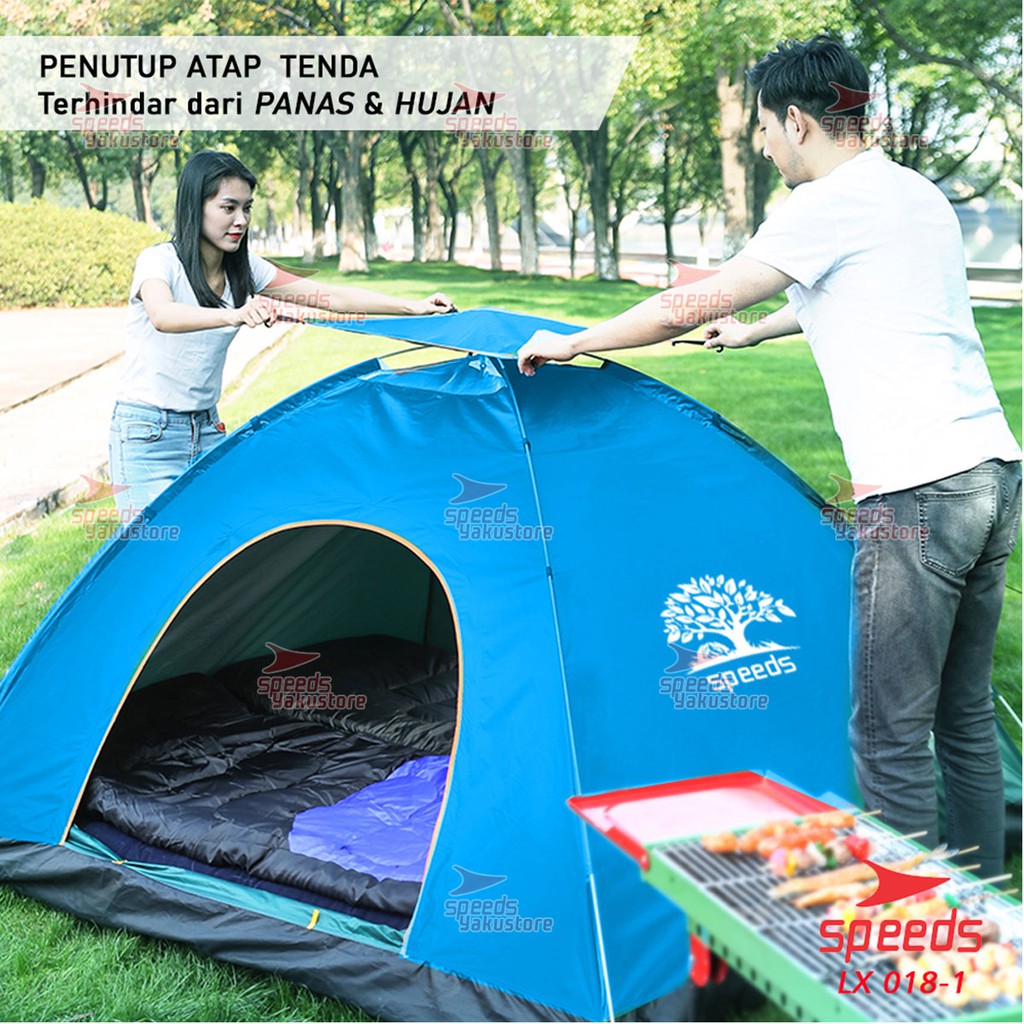 SPEEDS Tenda Camping Biru Kapasitas 1-3 Orang Tenda Otomatis Outdoor & Indoor Tenda Gunung 018-1 Image 2