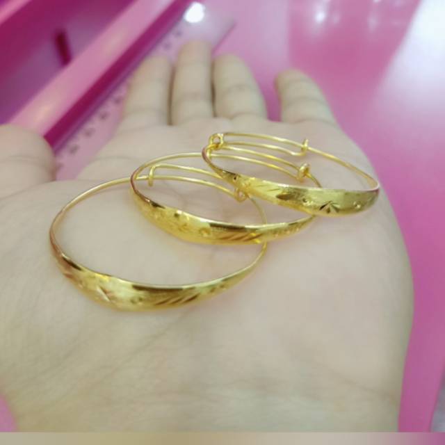 GELANG ANAK SLOT MODEL MAS ASLI PERAK 925 LAPIS MAS KUNING 24K