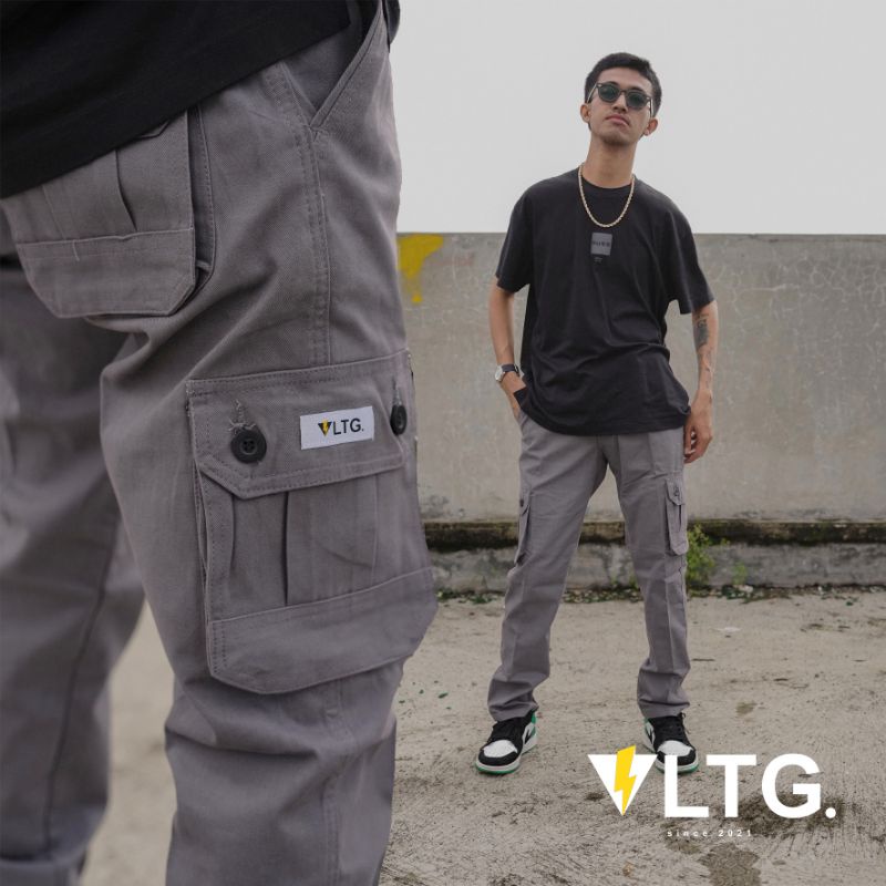 Celana Cargo Panjang VLTG.industry Light Grey Kualitas Bahan Premium Grade A