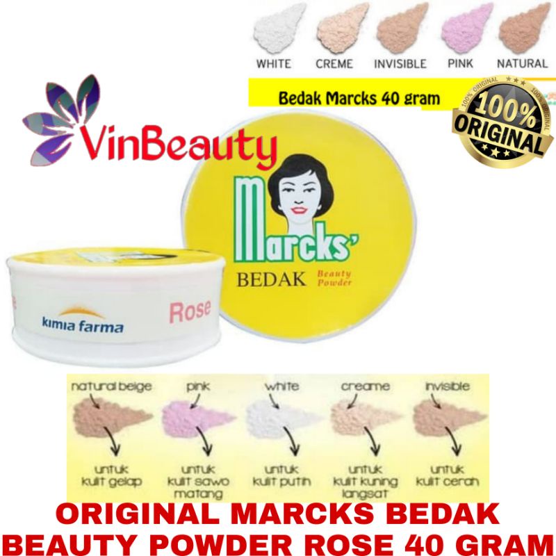 ORIGINAL MARCKS BEDAK BEAUTY POWDER ROSE 40 GRAM / BEDAK TABUR MARCKS KLASIK 40 G