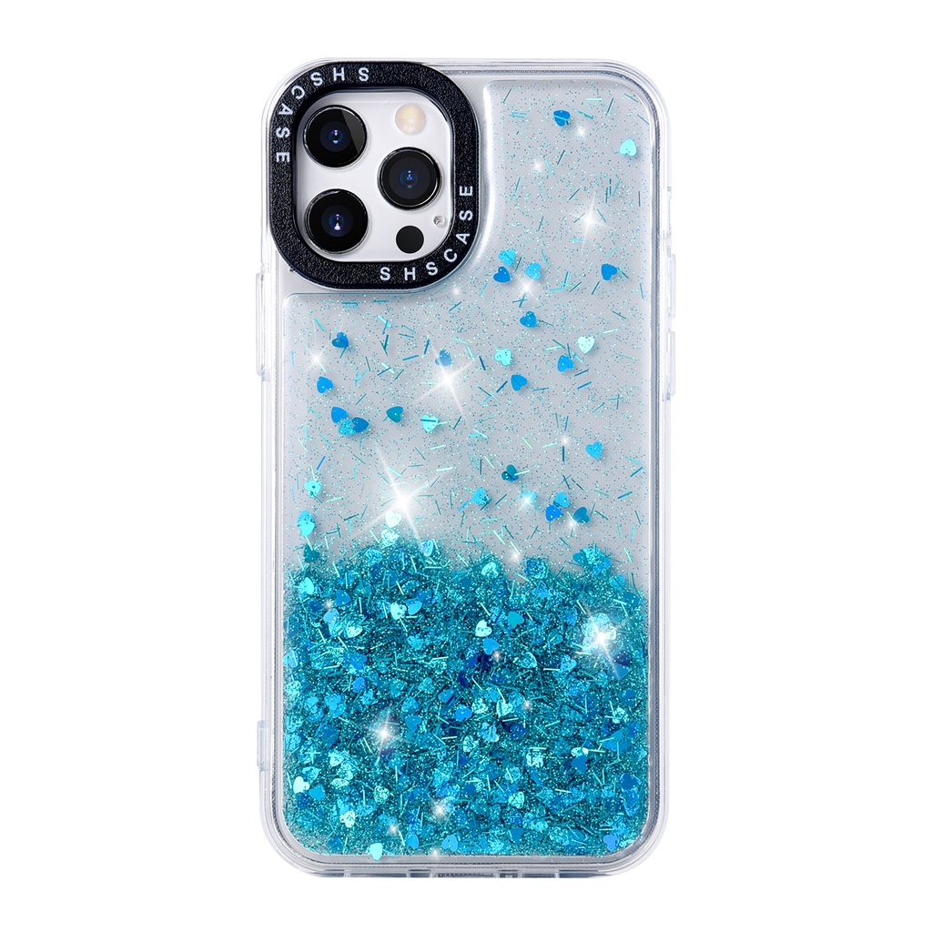 Case Glitter Transparan Shockproof Motif Hati Untuk iphone 13 12 11 Pro Max X XR XS Max 6 7 8 Plus