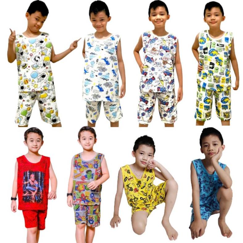 Baju Anak Dino Roar-Setelan Singlet 1-12Tahun M-Vin Setelan Anak Laki Laki-Baju Anak Laki Laki Super