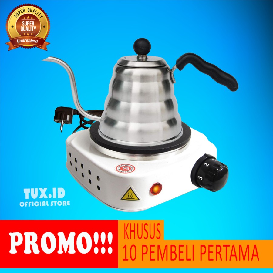 Paket Gooseneck Kettle Ceret Kopi + Kompor Listrik 500 Watt Alat Kopi