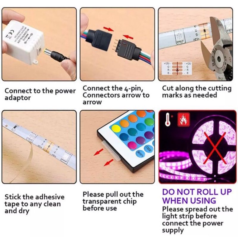 LED Strip RGB Anti Air Lengkap Adaptor + Remote