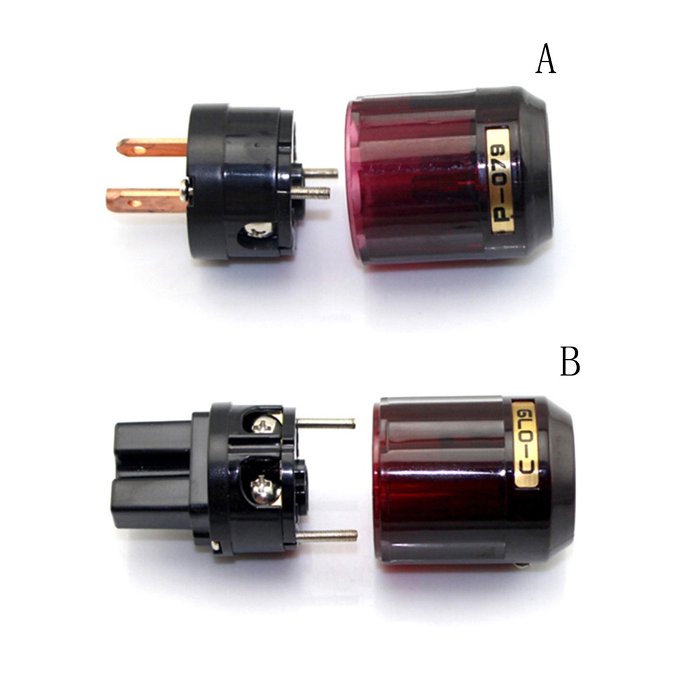 (LUCKID) Konektor Audio C-079 IEC Female P-079 Male US Power plug Lapis Emas