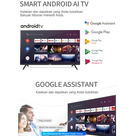 TV LED TCL 32 INCH 32A3plus 32A3+ ANDROID 11.0 SMART ANDROID TV REMOTE VOICE COMMAND TIPE TERBARU 2022 GARANSI RESMI