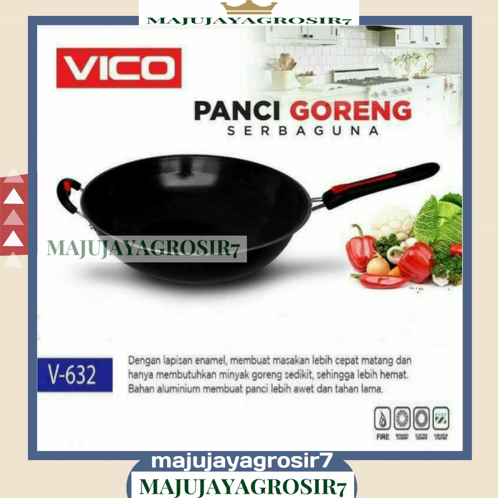 WAJANG GAGANG VICO 32CM ENAMEL ANTI LENGKET / WAJAN PENGGORENGAN TEFLON 32CM / WAJAN ENAMEL VICO ANT